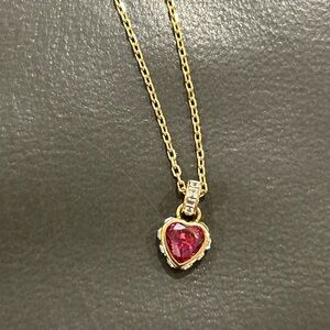 Swarovski Gold Necklace with Pink Heart Pendant